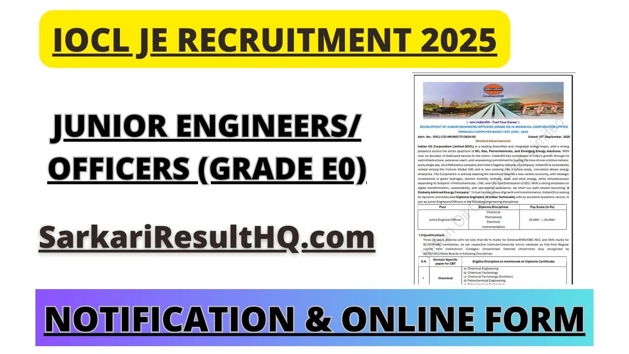 IOCL Junior Engineer Recruitment 2025