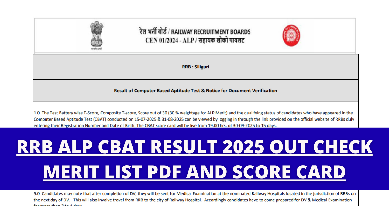 RRB ALP CBAT Result 2025 OUT